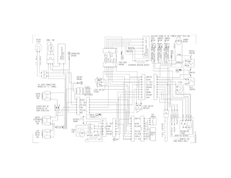 Wiring Diagram Diagram and Parts List for FFHS2611LBK  Frigidaire Refrigerator