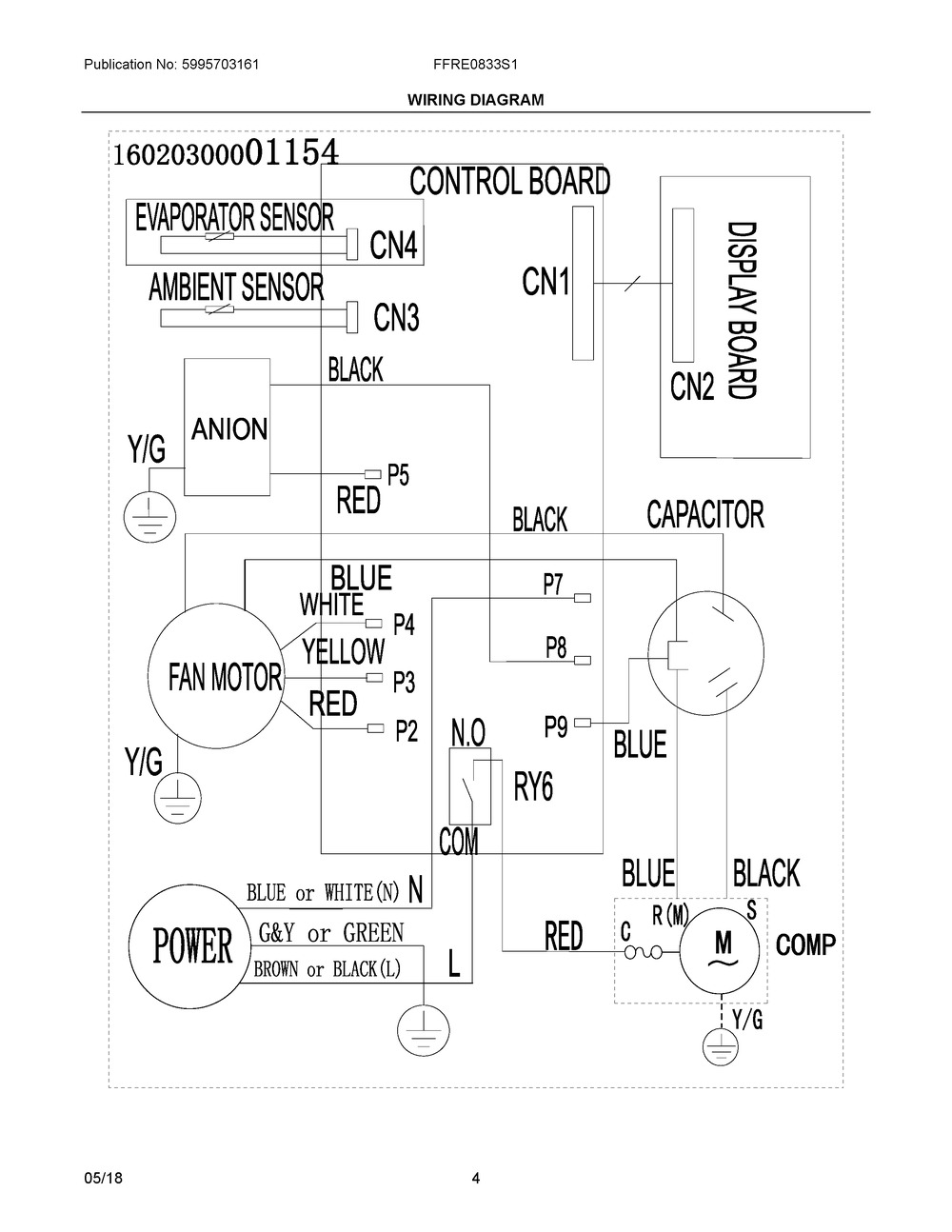 Wiring Diagram Diagram and Parts List for FFRE0833S15  Frigidaire Air Conditioner