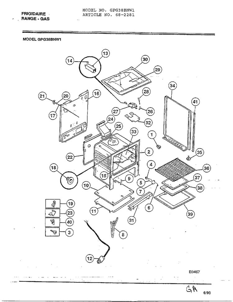 Frigidaire Range-gas Page 5 Diagram and Parts List for 2281  Frigidaire Range