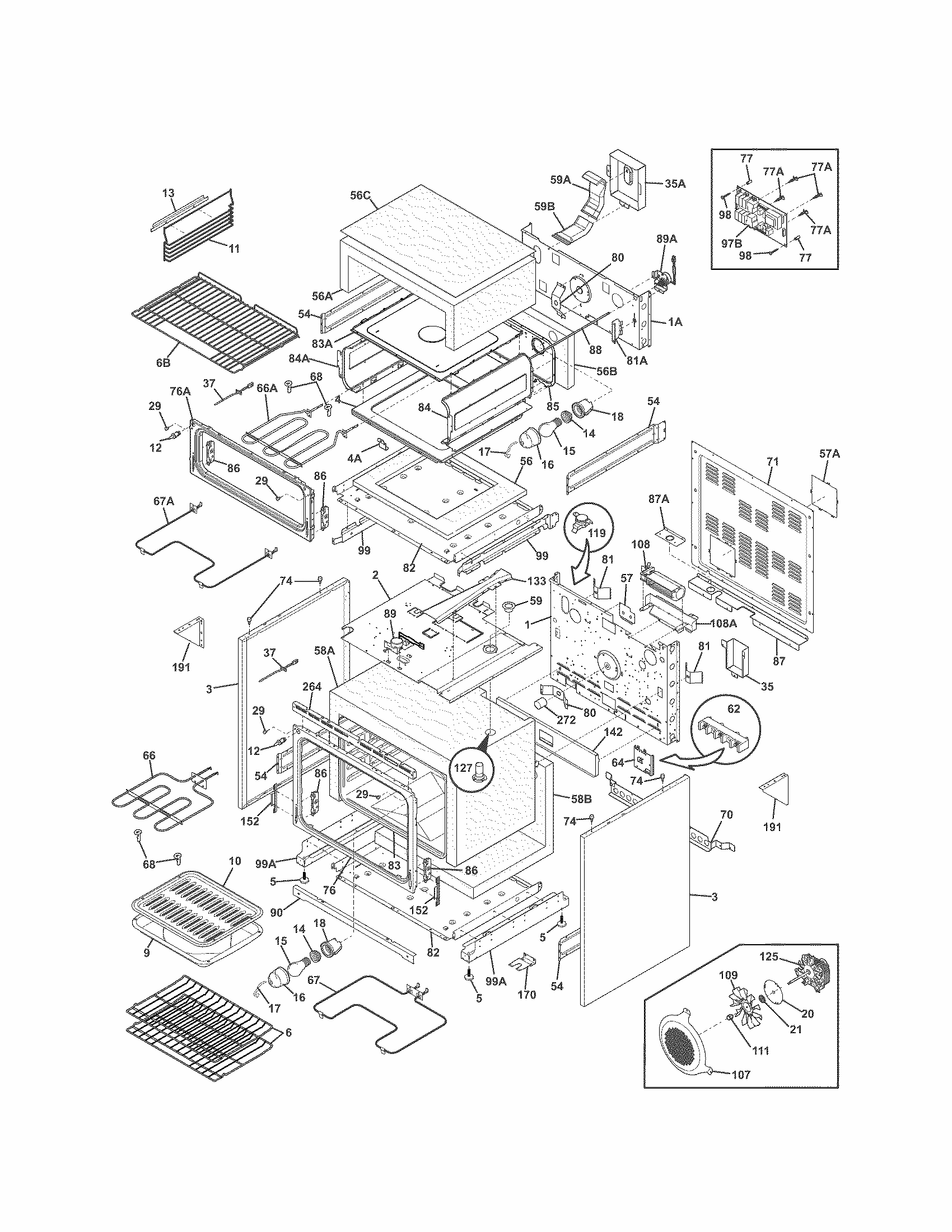 Body Diagram and Parts List for 79098059001  Kenmore Range