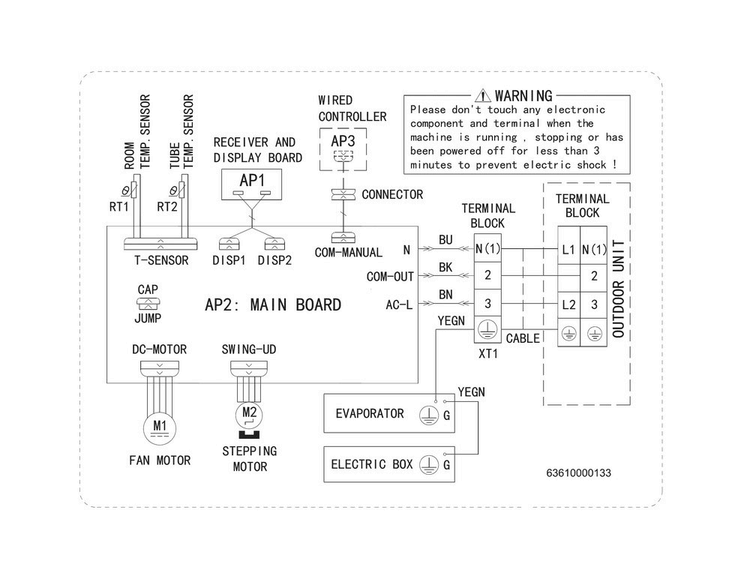 Wiring Diagram Diagram and Parts List for FFHP123WS20  Frigidaire Air Conditioner