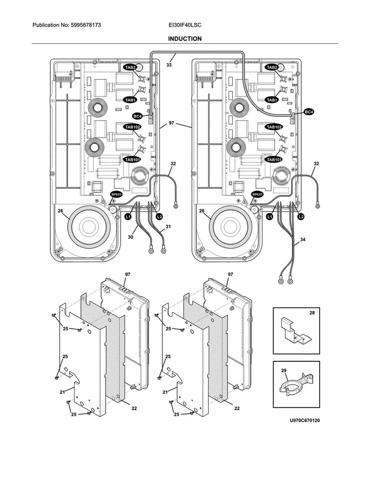 Induction Diagram and Parts List for EI30IF40LSC  Electrolux Range