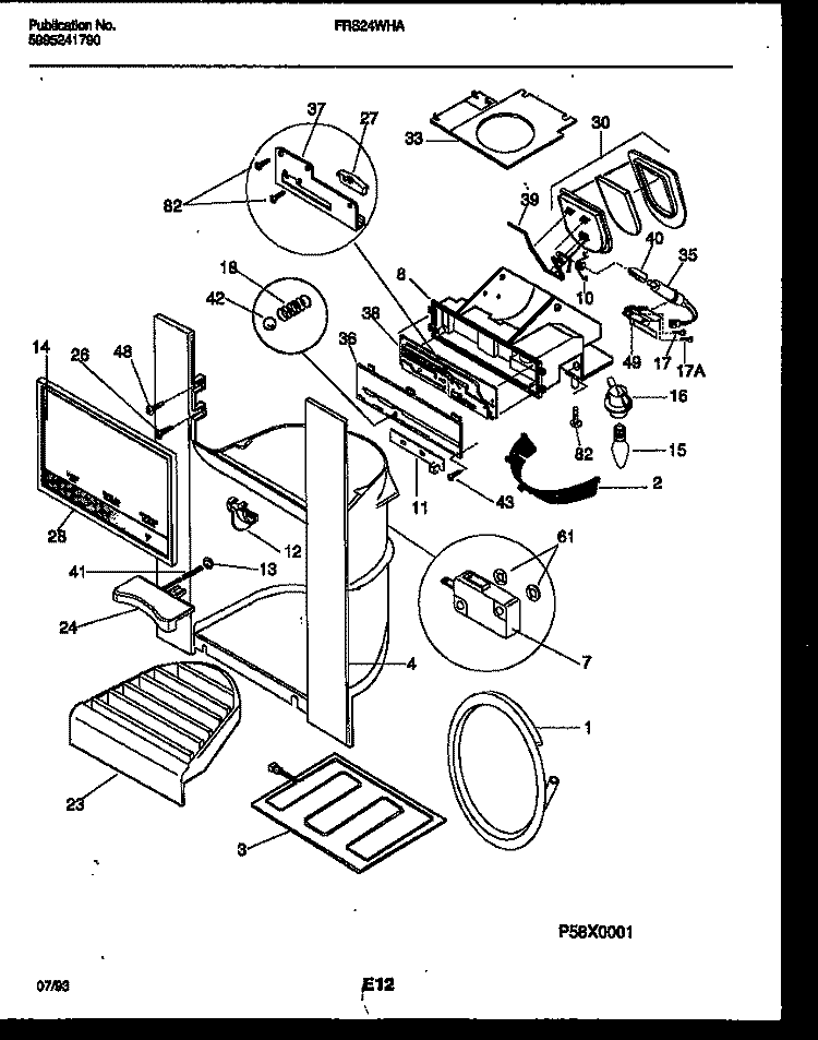 ICE DOOR, DISPENSER AND WATER TANKS Diagram and Parts List for FRS24WHAW0  Frigidaire Refrigerator