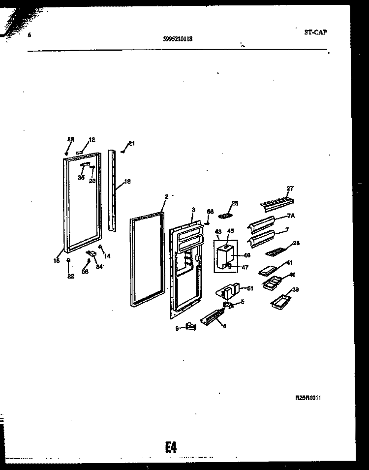 REFRIGERATOR DOOR PARTS Diagram and Parts List for FPCE22V3PL0  Frigidaire Refrigerator
