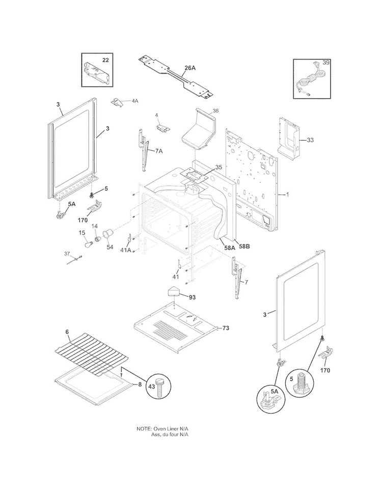 Body Diagram and Parts List for FFGF3047LSF  Frigidaire Range