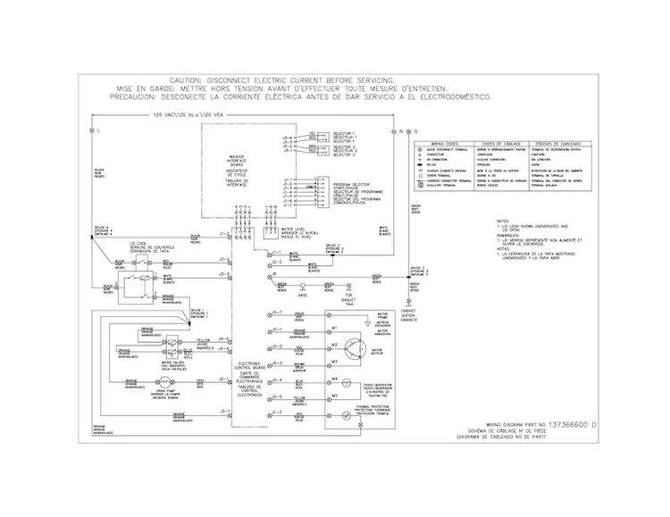 Wiring Diagram Washer Diagram and Parts List for FFLG4033QT1  Frigidaire Washer Dryer Combo