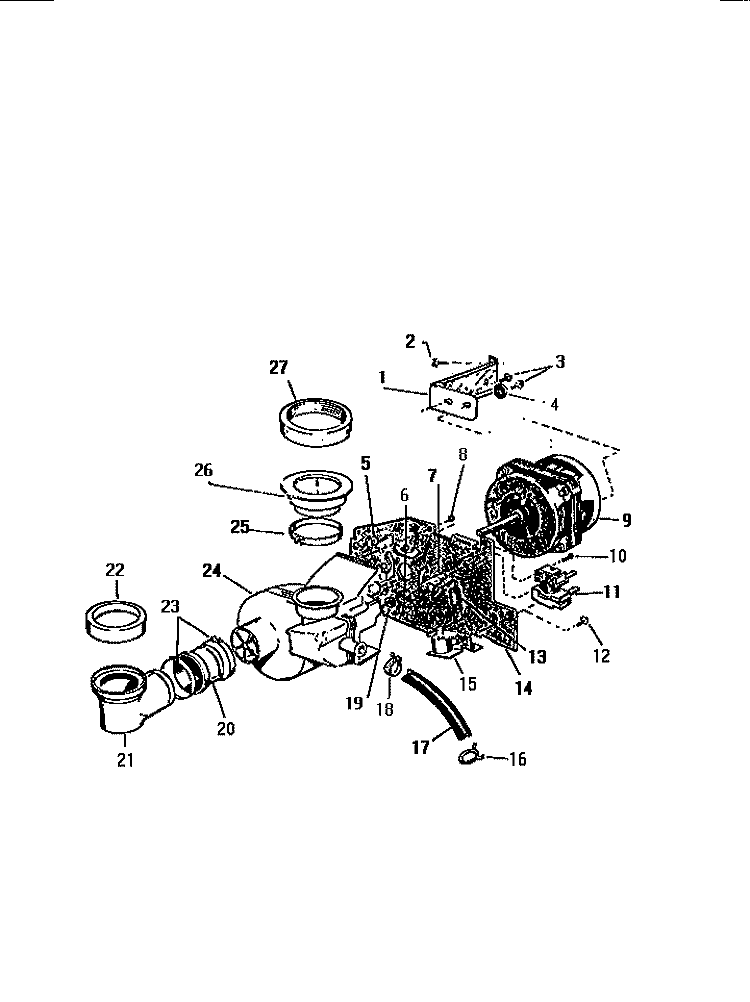 PUMP, MOTOR & COMPONENTS Diagram and Parts List for DWU2005T3W  Kelvinator Dishwasher