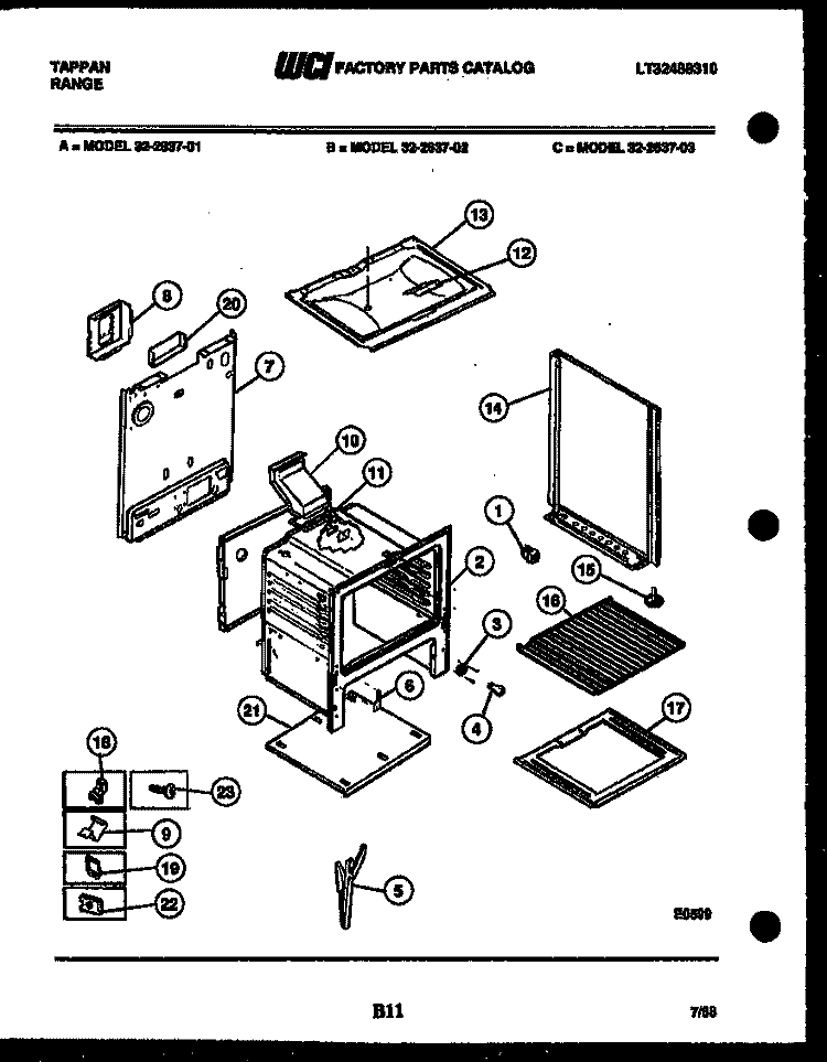 BODY PARTS Diagram and Parts List for 32-2637-08-03  Tappan Range