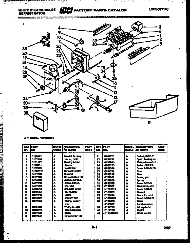 ICE MAKER PARTS Diagram and Parts List for RT195KCH0  Frigidaire Refrigerator