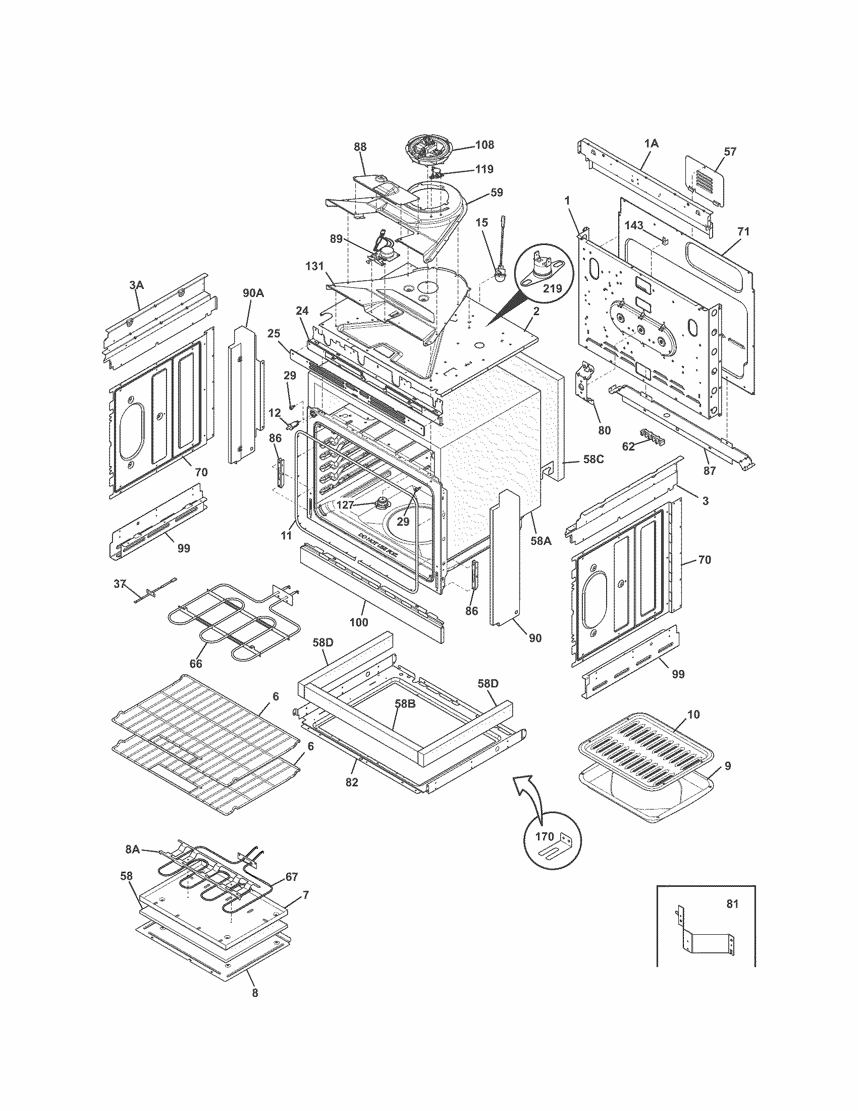 Body Diagram and Parts List for 79042519310  Kenmore Range