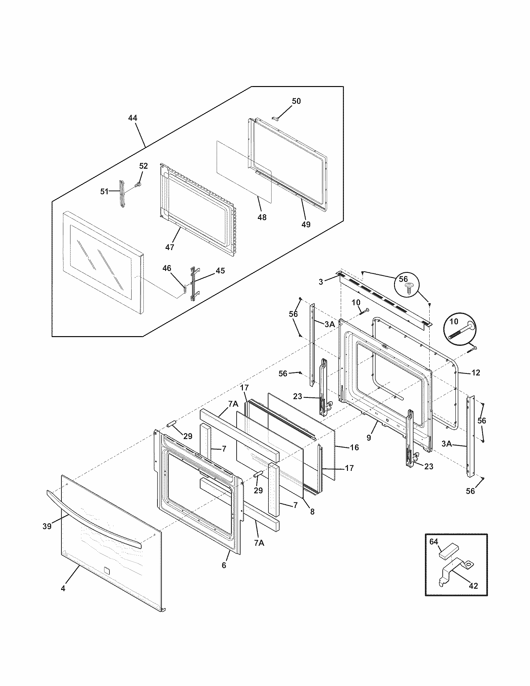 Doors Diagram and Parts List for 79048852900  Kenmore Microwave