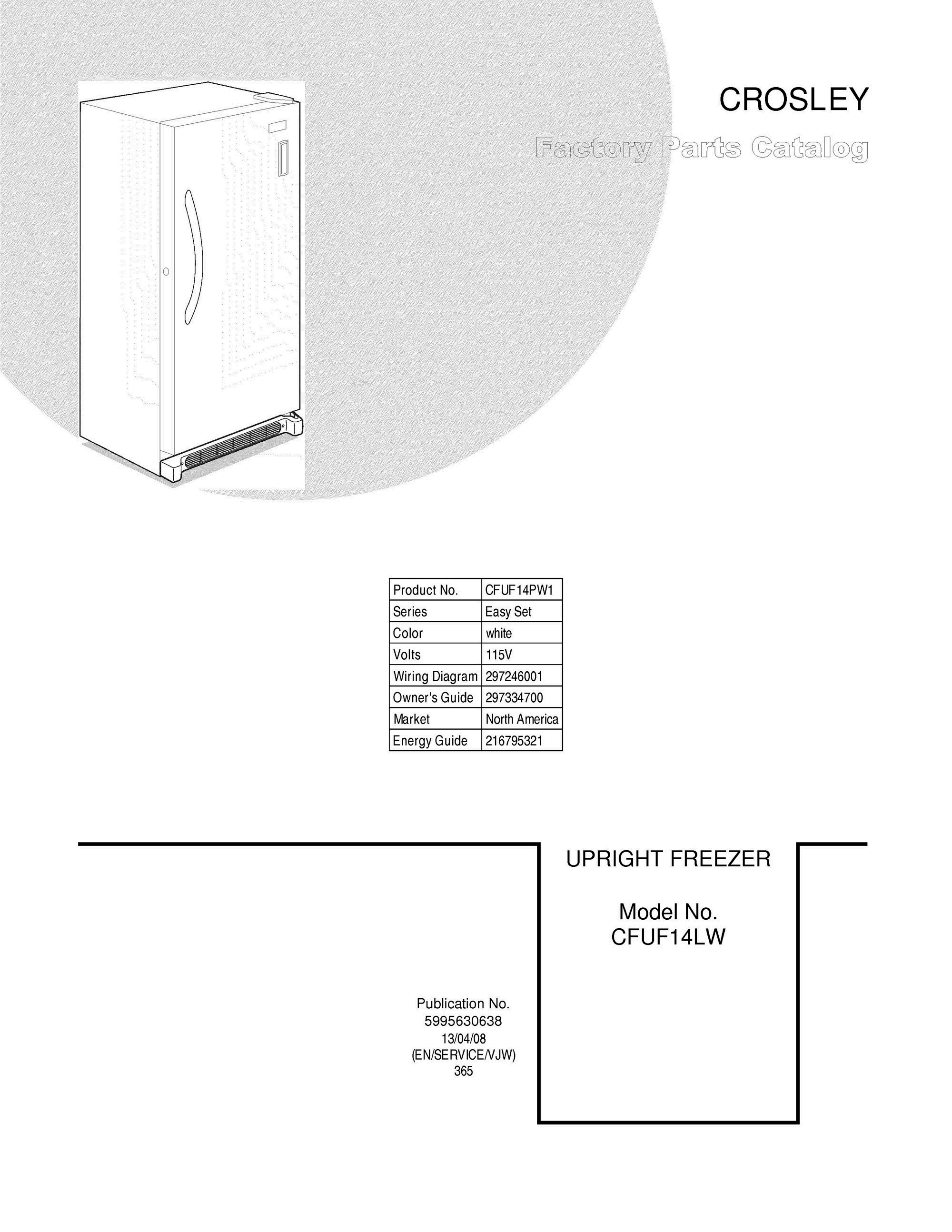 01 - COVER Diagram and Parts List for CFUF14PW1  Frigidaire Freezer