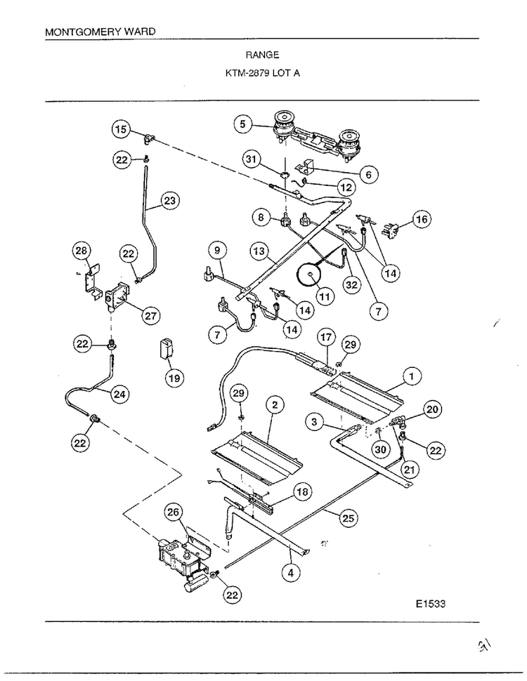 Range Page 3 Diagram and Parts List for 2879A  Frigidaire Range
