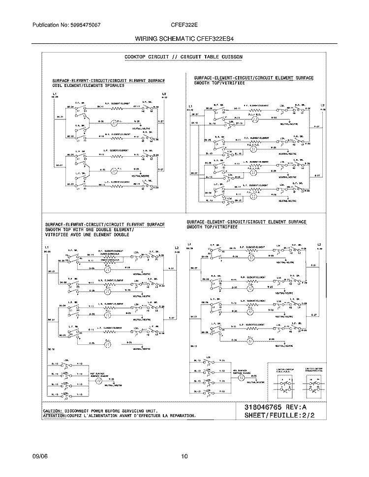WIRING DIAGRAM Diagram and Parts List for CFEF322ES5  Frigidaire Range