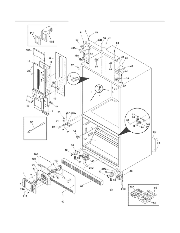 Cabinet Diagram and Parts List for E23BC78IPS8  Electrolux Refrigerator