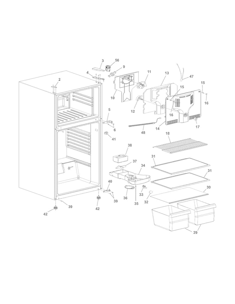 Cabinet/controls Diagram and Parts List for FFPT12F3NM0  Frigidaire Refrigerator
