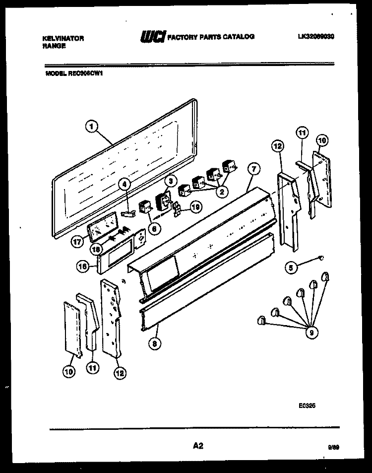 BACKGUARD PARTS Diagram and Parts List for REC306CV1  Kelvinator Range