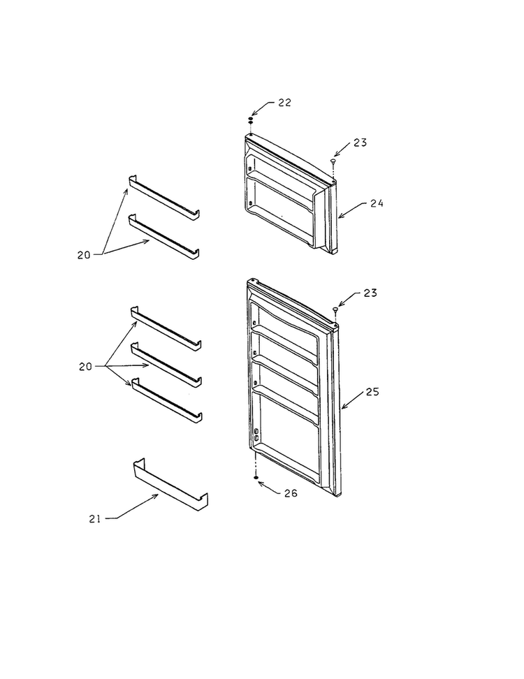 Doors Diagram and Parts List for 56461040  Kenmore Refrigerator
