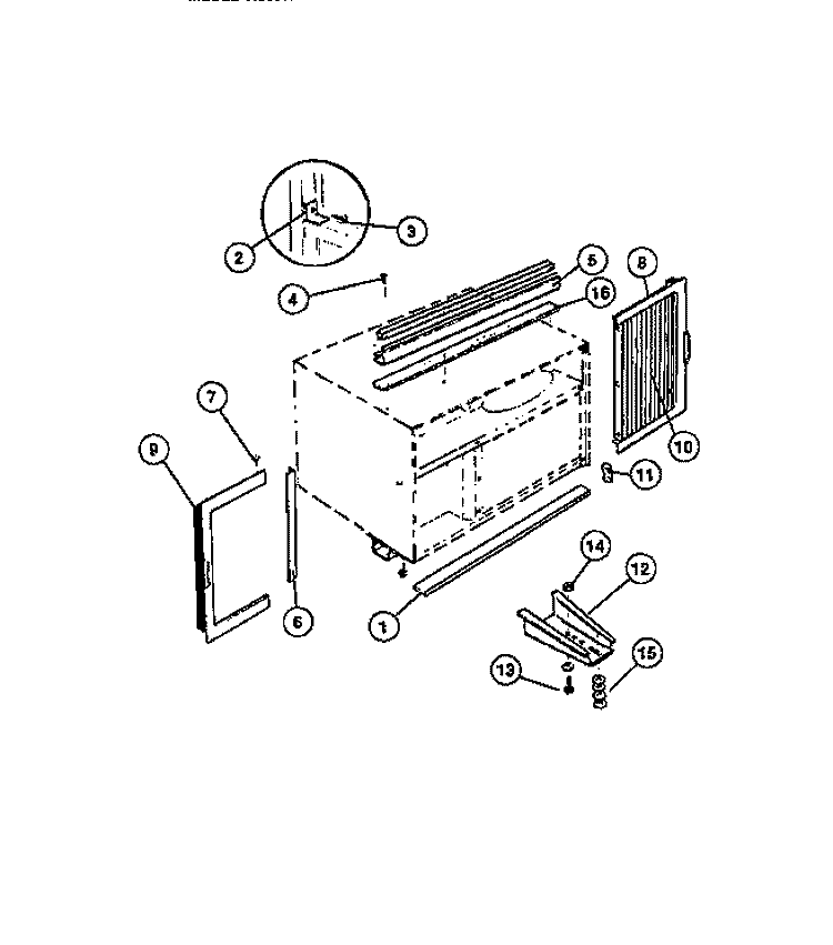 WINDOW MOUNTING PARTS Diagram and Parts List for AC057N7A1  Frigidaire Air Conditioner