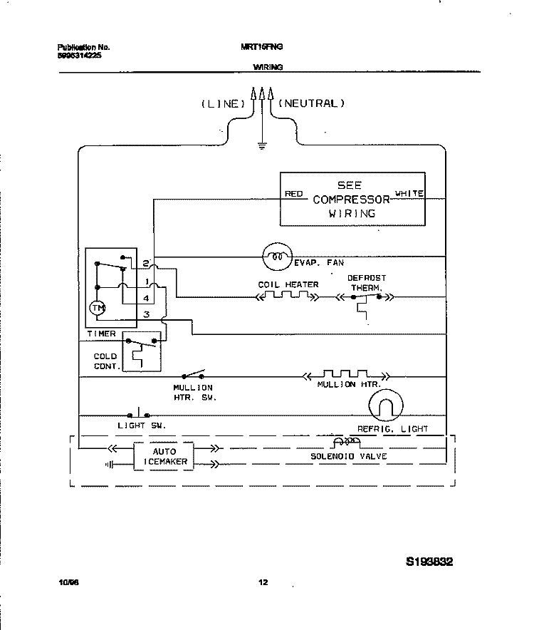 WIRING DIAGRAM Diagram and Parts List for MRT15FNGD0  Frigidaire Refrigerator