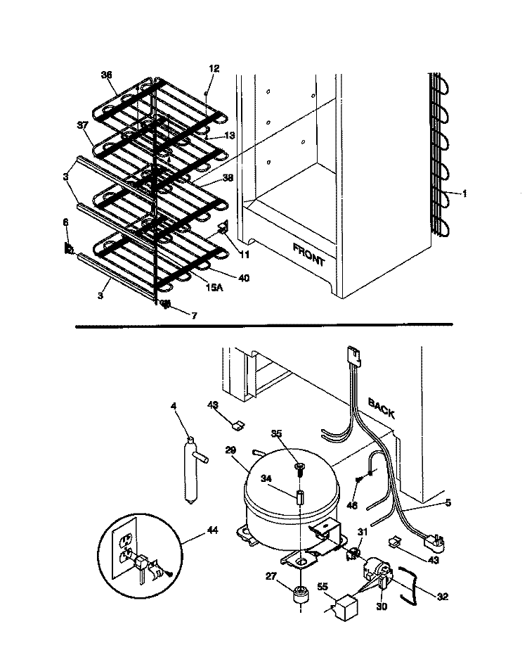SYSTEM Diagram and Parts List for MFU12M2BW2  Frigidaire Freezer