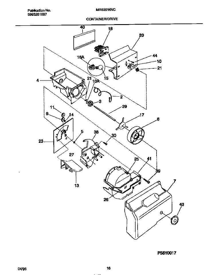 CONTAINER / DRIVE Diagram and Parts List for MRS22WNCD2  Frigidaire Refrigerator