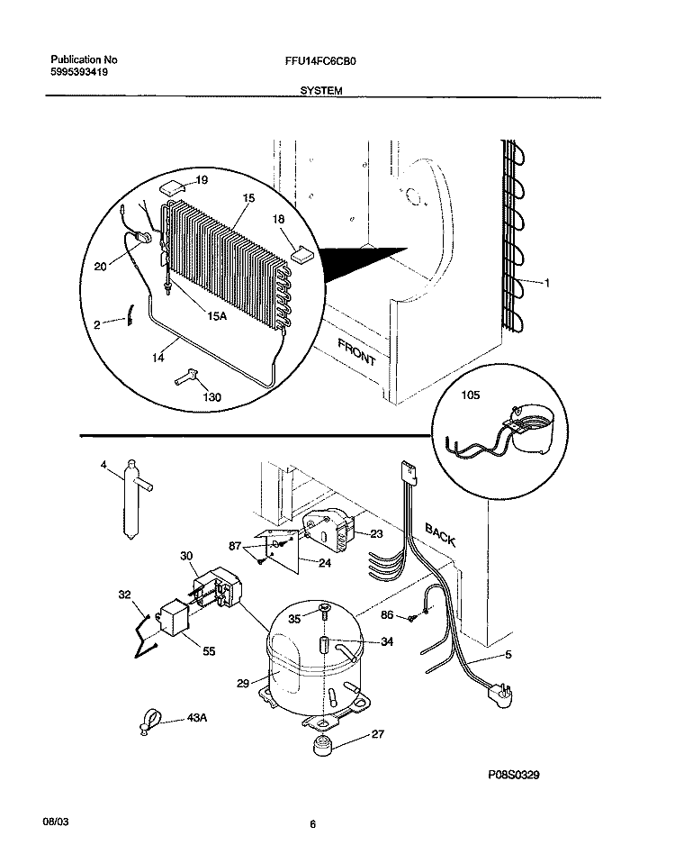 SYSTEM Diagram and Parts List for FFU14FC6CB0  Frigidaire Freezer