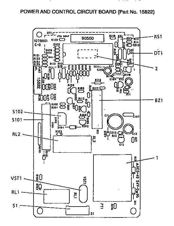 Power And Control Circuit Board Diagram and Parts List for 56466290690  Kenmore Microwave