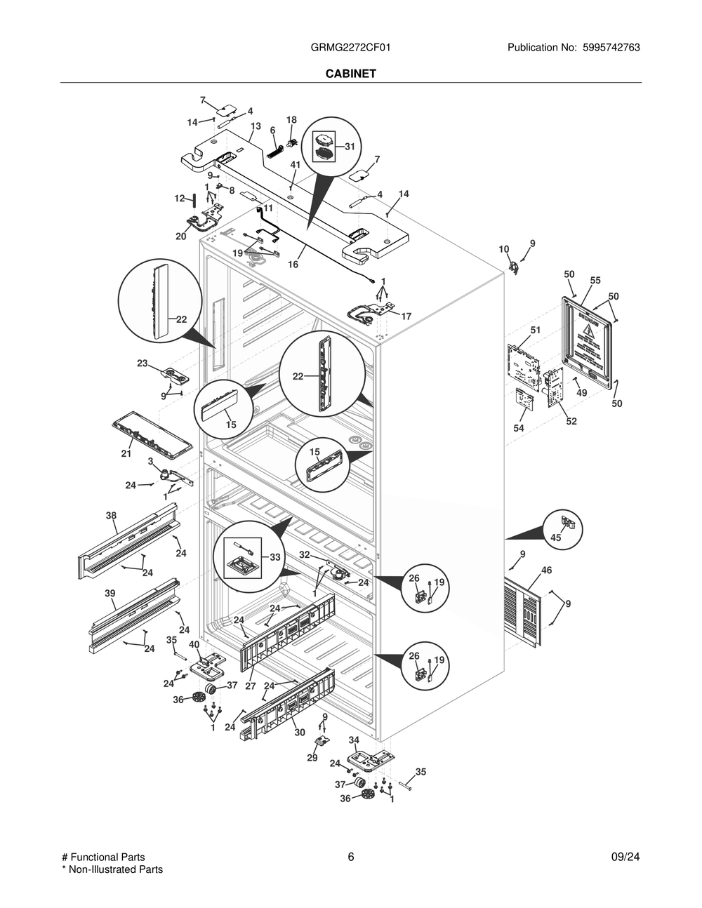 Cabinet Diagram and Parts List for GRMG2272CF01  Frigidaire Refrigerator