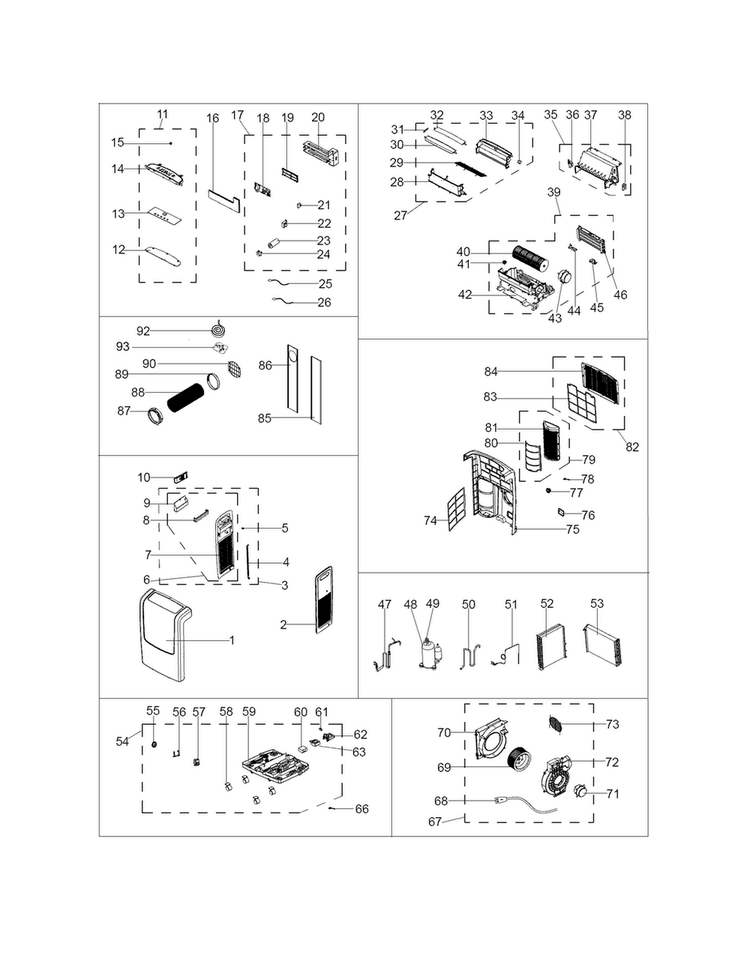 Recommended Spare Parts Diagram and Parts List for FRA11EPT110  Frigidaire Air Conditioner