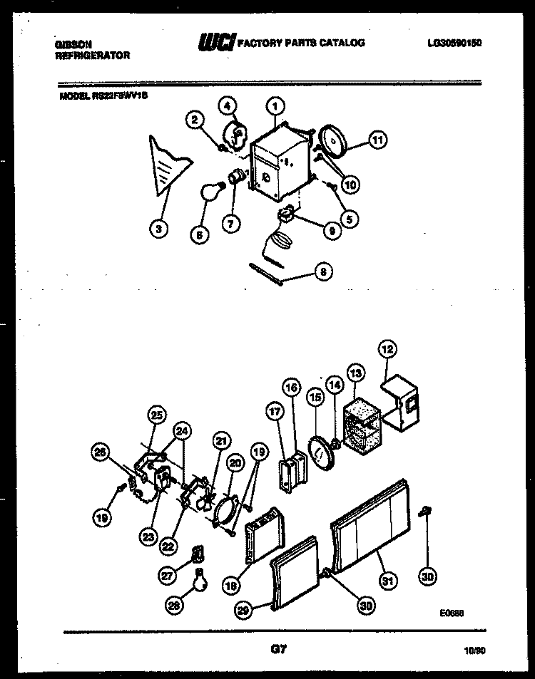 REFRIGERATOR CONTROL ASSEMBLY, DAMP Diagram and Parts List for RS22F8WV1B  Gibson Refrigerator