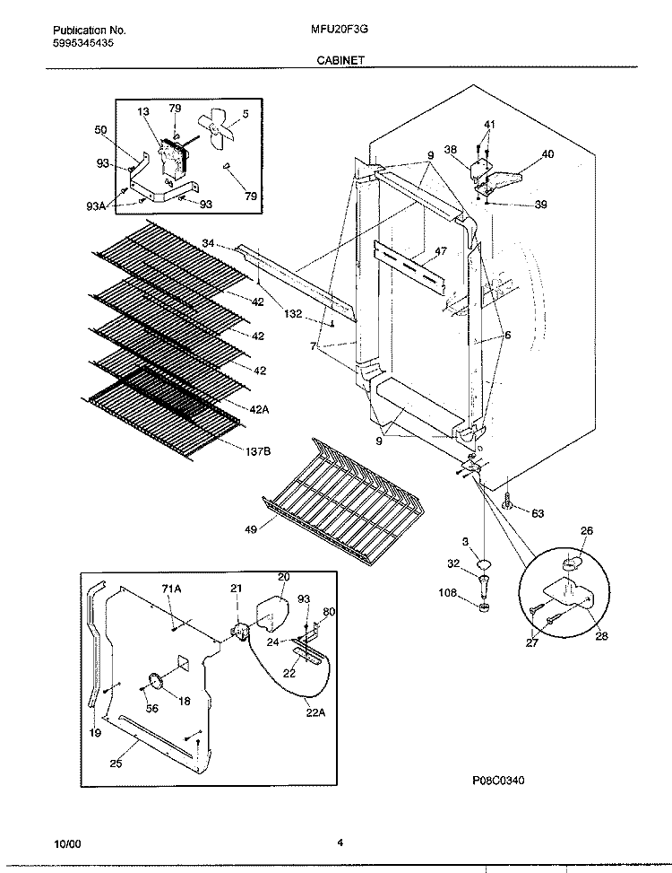 CABINET Diagram and Parts List for MFU20F3GW8  Uni Freezer