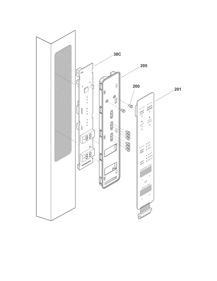 Controls Diagram and Parts List for FGUN2642LP8  Frigidaire Refrigerator