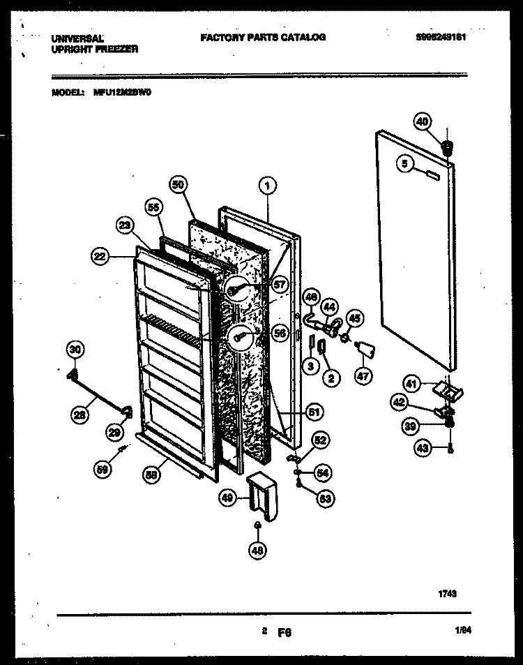 DOOR PARTS Diagram and Parts List for MFU12M2BW0  Uni Freezer