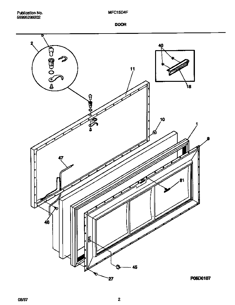 DOOR Diagram and Parts List for MFC15D4FW2  Frigidaire Freezer