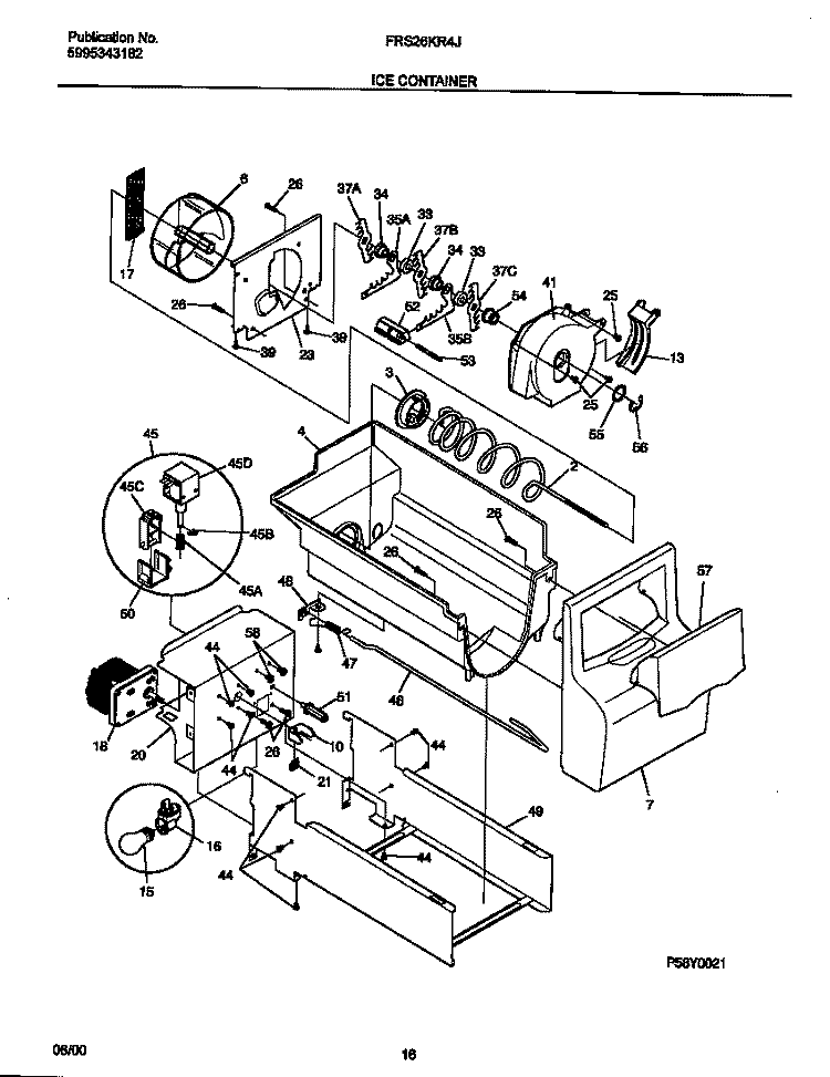 ICE CONTAINER Diagram and Parts List for FRS26KR4JQ1  Frigidaire Refrigerator