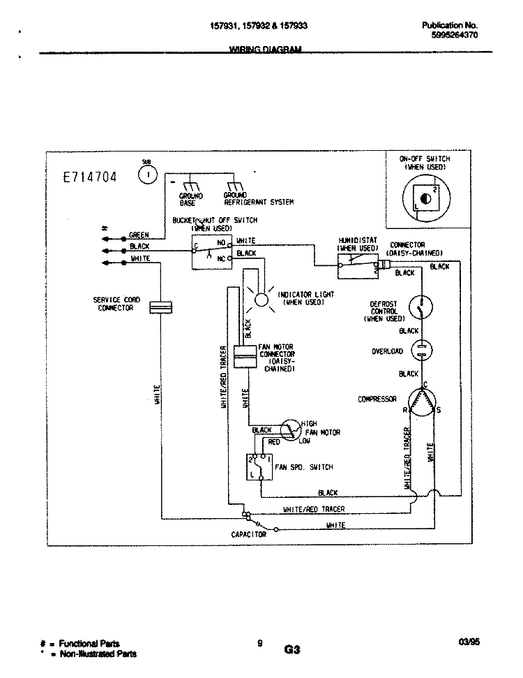 WIRING DIAGRAM Diagram and Parts List for 157933A  Frigidaire Dehumidifier