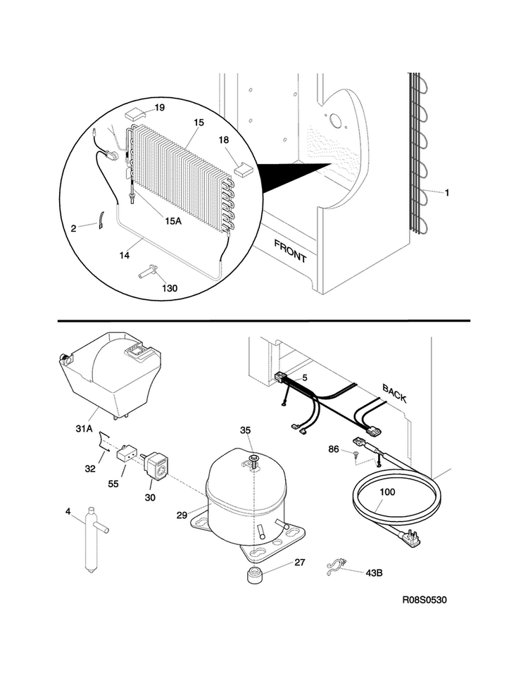 System Diagram and Parts List for LFFH17F7HWK  Frigidaire Freezer