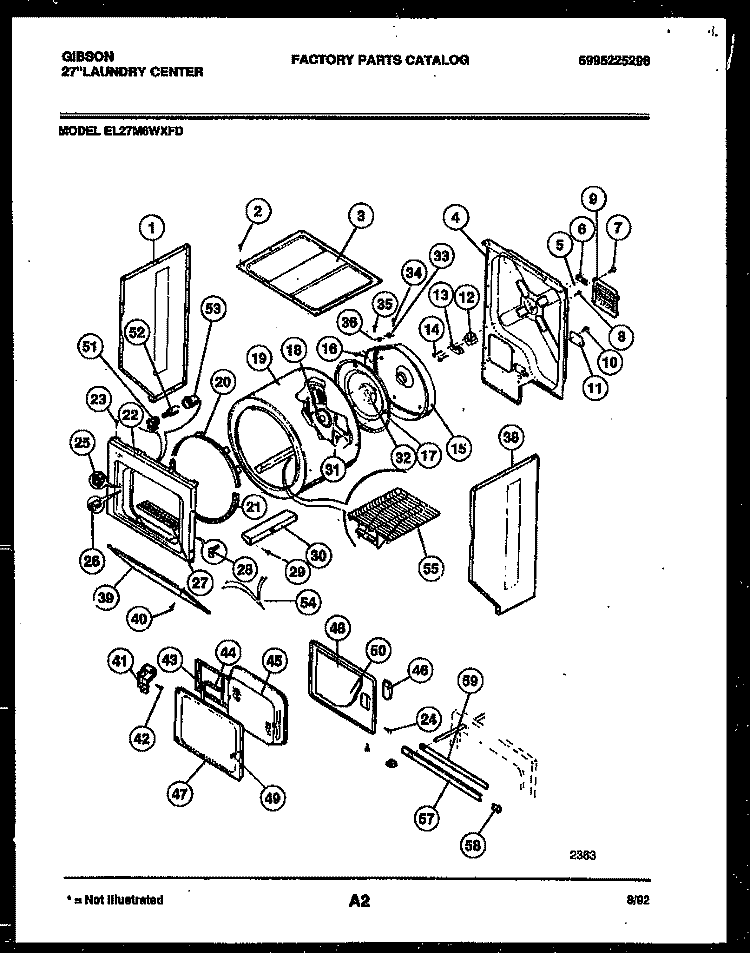 CABINET AND COMPONENT PARTS Diagram and Parts List for EL27M6WXFD  Gibson Washer Dryer Combo