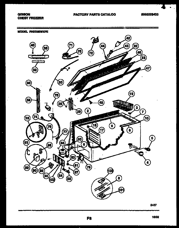 CHEST FREEZER PARTS Diagram and Parts List for FH23M5WXFE  Gibson Freezer