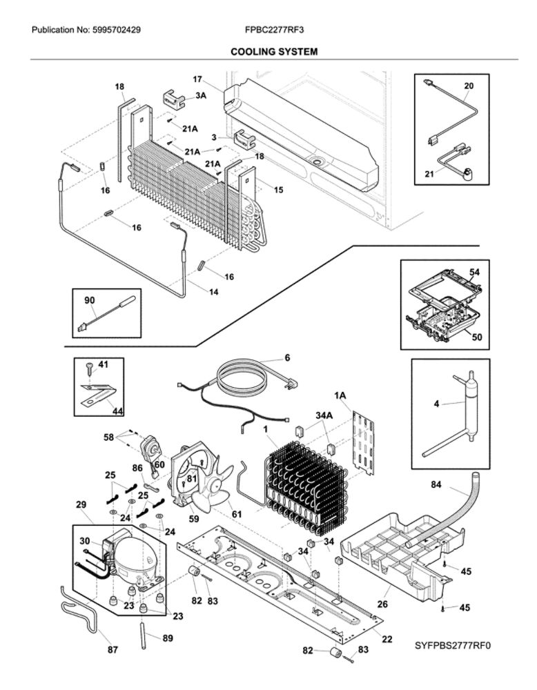 Cooling System Diagram and Parts List for FPBG2277RF3  Frigidaire Refrigerator