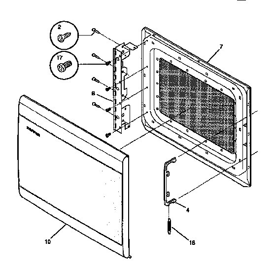 Door Diagram and Parts List for SMS138T1B(941354496)  Tappan Microwave