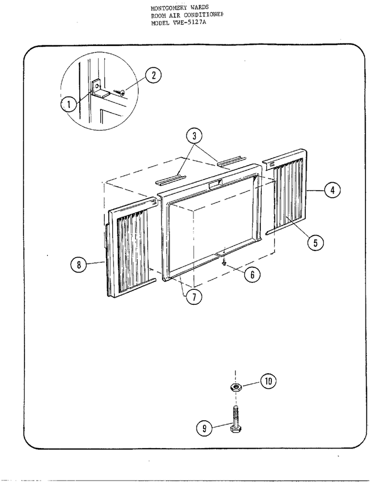 Room Air Conditioner Page 9 Diagram and Parts List for 5127A  Frigidaire Air Conditioner