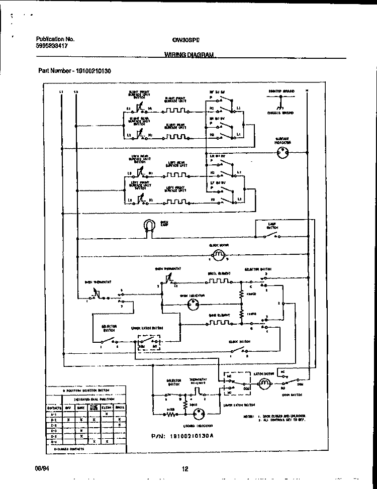 WIRING DIAGRAM Diagram and Parts List for GW30SPEA2  Frigidaire Range