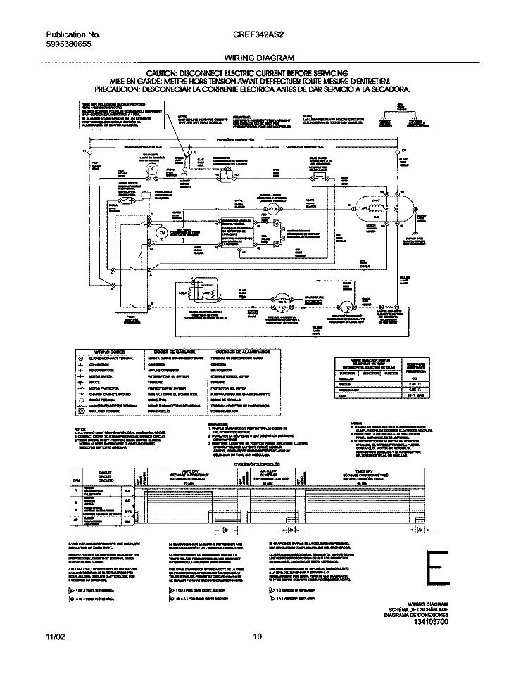WIRING DIAGRAM Diagram and Parts List for CREF342AS2  Frigidaire Dryer