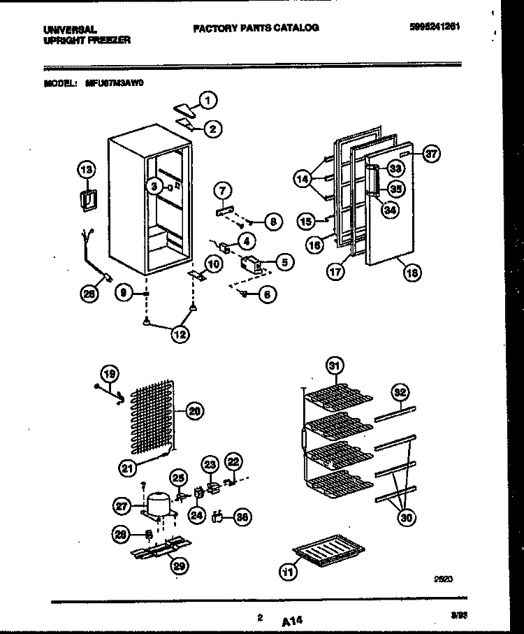 UPRIGHT FREEZER PARTS Diagram and Parts List for MFU07M3AW0  Frigidaire Freezer