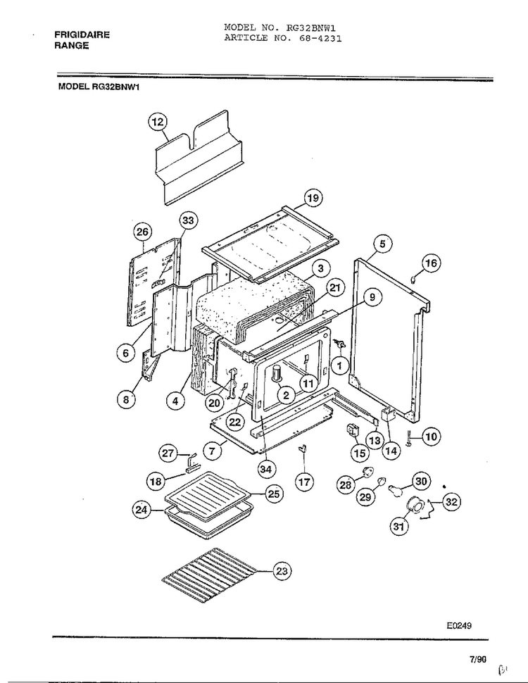 Frigidaire Range Page 5 Diagram and Parts List for 4231  Frigidaire Range
