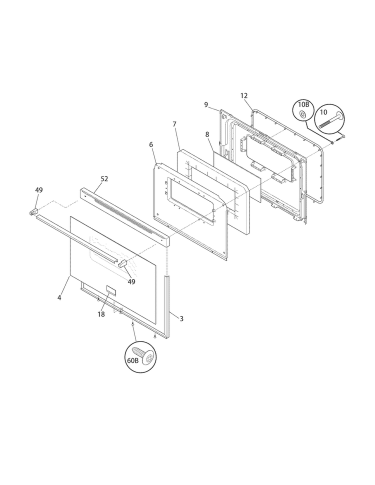 Door Diagram and Parts List for CMEF3008PWA  Uni Range