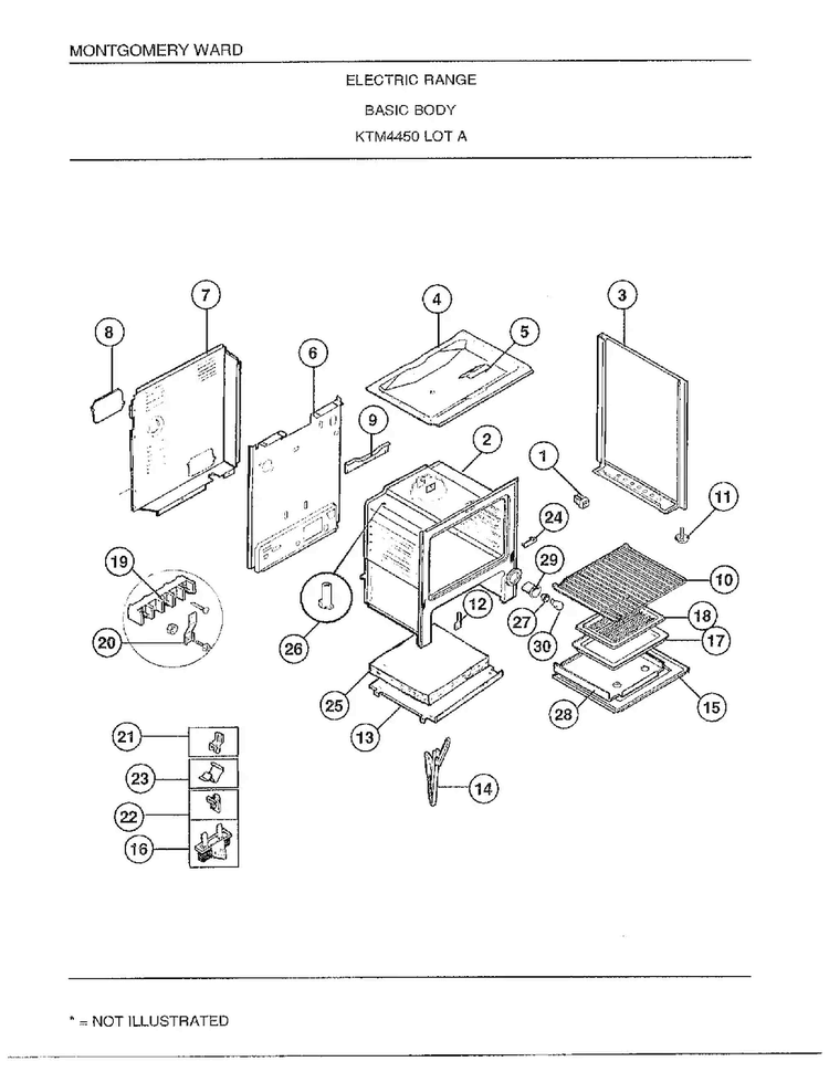 Electric Range/basic Body Diagram and Parts List for 4450A  Frigidaire Range