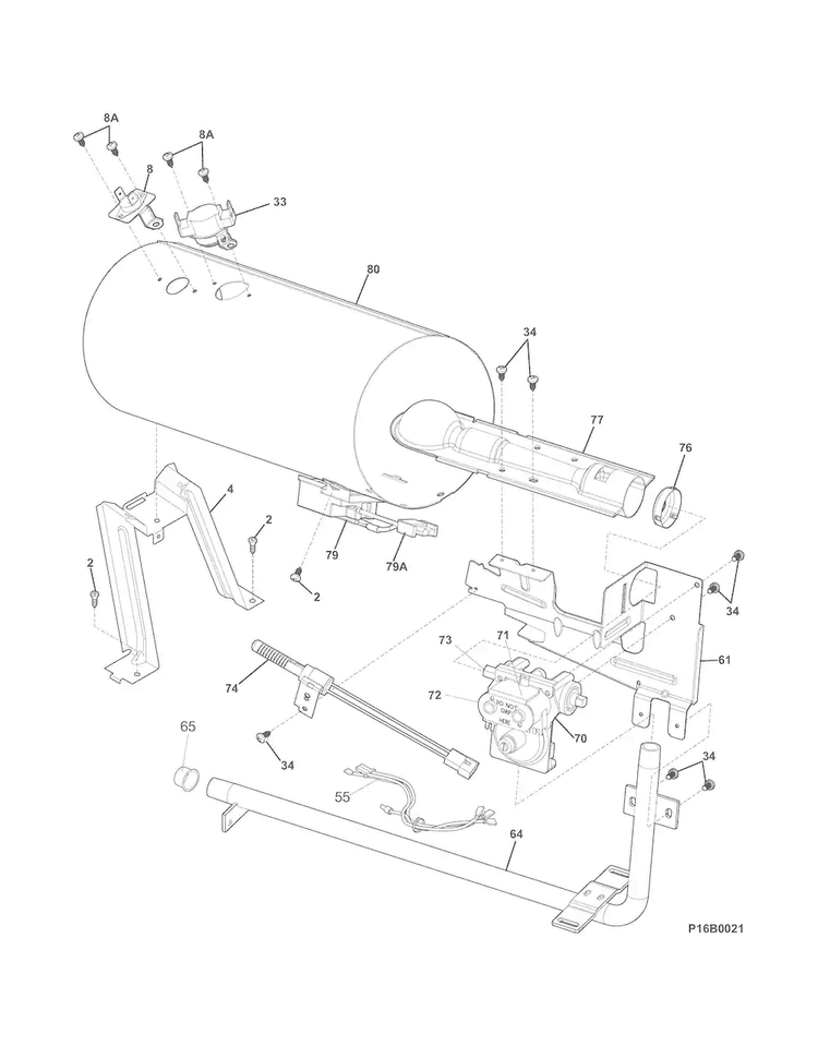 Burner Diagram and Parts List for FFRG1001PW1  Frigidaire Dryer